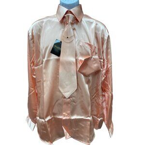 InCiti le collezioni Men Peach Satin Look Dress Shirt M SKU 1390